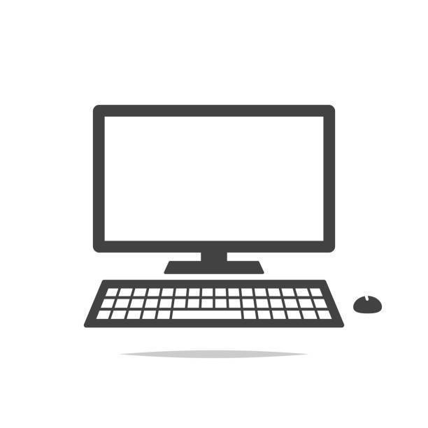 Computer with keyboard and mouse clipart 